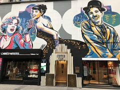 14B Rob Sketcherman - Marilyn Monroe, Audrey Hepburn and Charlie Chaplin on Madera Hollywood Hotel street art Hong Kong